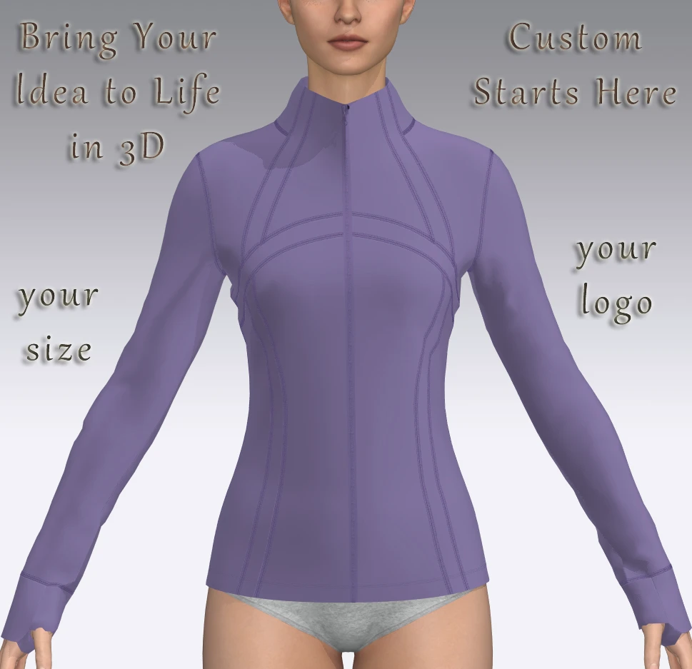 Custom 4-Way Stretch Breathable Sweat-Wicking Slim Long Sleeve Yoga Top Zip-up Jacket With Pocket Women Workout Jackets