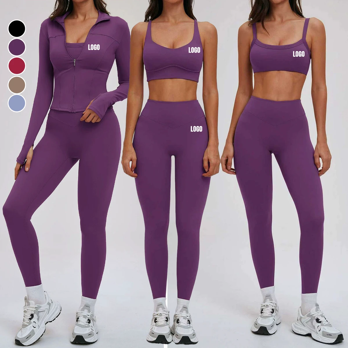 Best Quality Custom Quick Dry Activewear Quick Drying Breathable Women 4 Piece Yoga Sets Running Naked Feeling Tight-Fit Gym Set