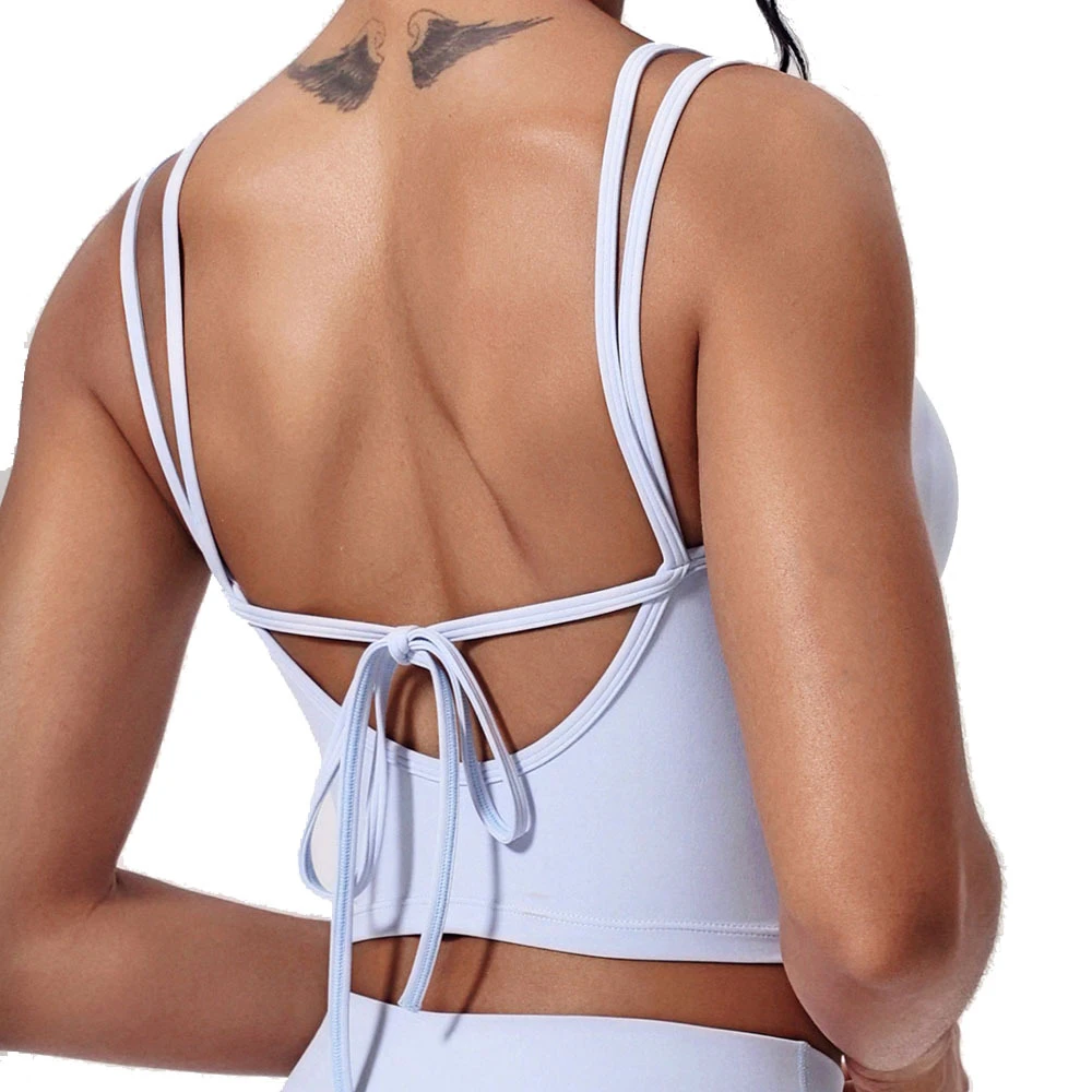 Women Girls Quick-Dry Stretchy Four-Way Stretch Breathable Solid Yoga Top Double Straps Tank Top for Fitness Sportswear