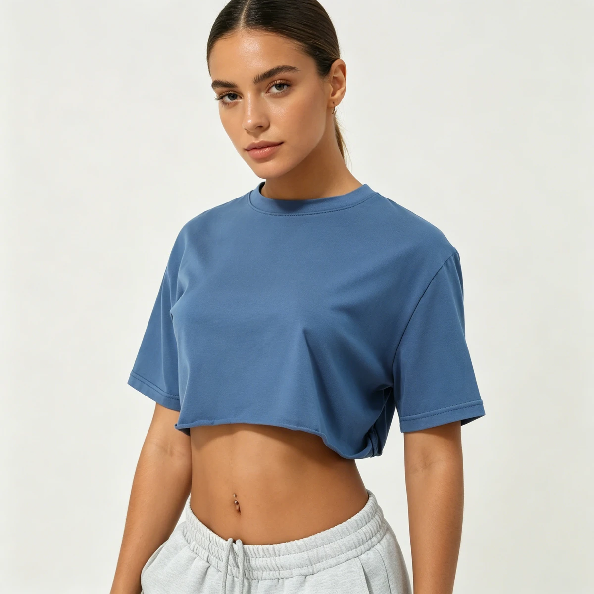 Factory Direct Casual Crop Top Tee Custom Size Label Soft Cotton Running Shirt For Women Yoga
