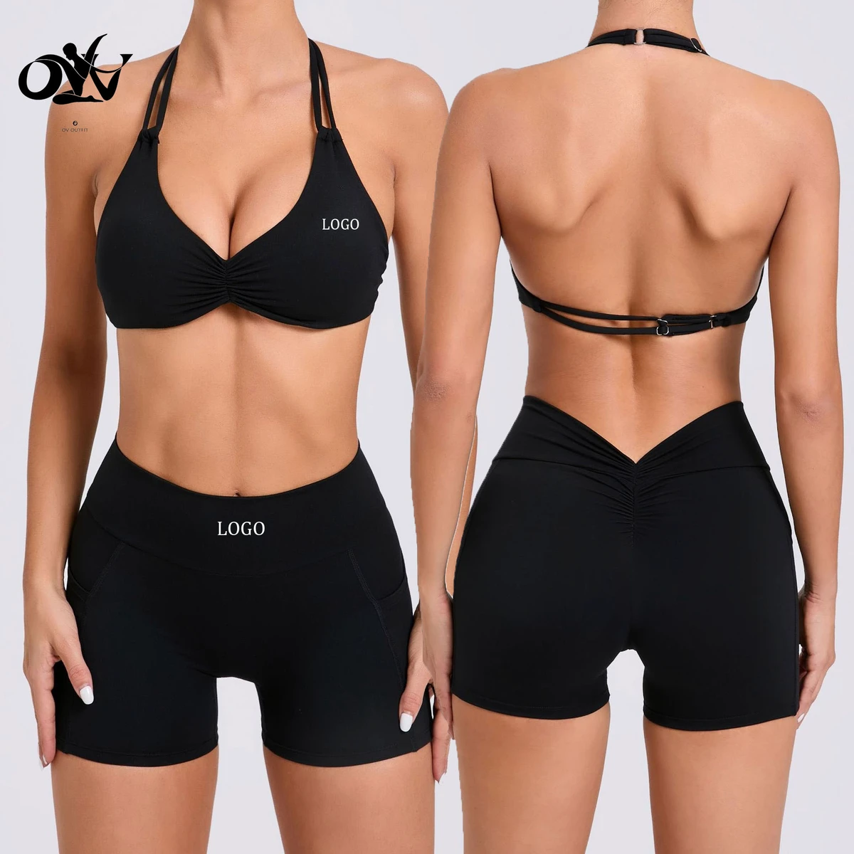 Summer Adjustable Shoulder Strap Yoga Sets for Women Quick-drying Tight Active Wear Set Nude-feeling Wholesale Sport Clothing