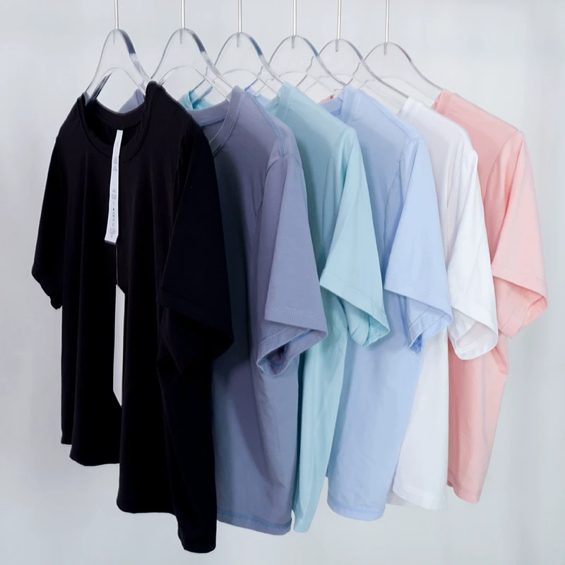 Quick Dry Casual Women's Yoga T-Shirt Mandarin Collar Short Sleeve Cropped Loose Fit Sports Top Nylon Spandex Workout Gym Wear