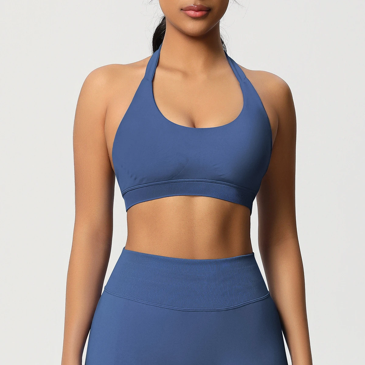 Wholesale Custom High Strength Nude Feel Yoga Bra Seamless Simple High Support Shockproof Breathable Abdominal Length