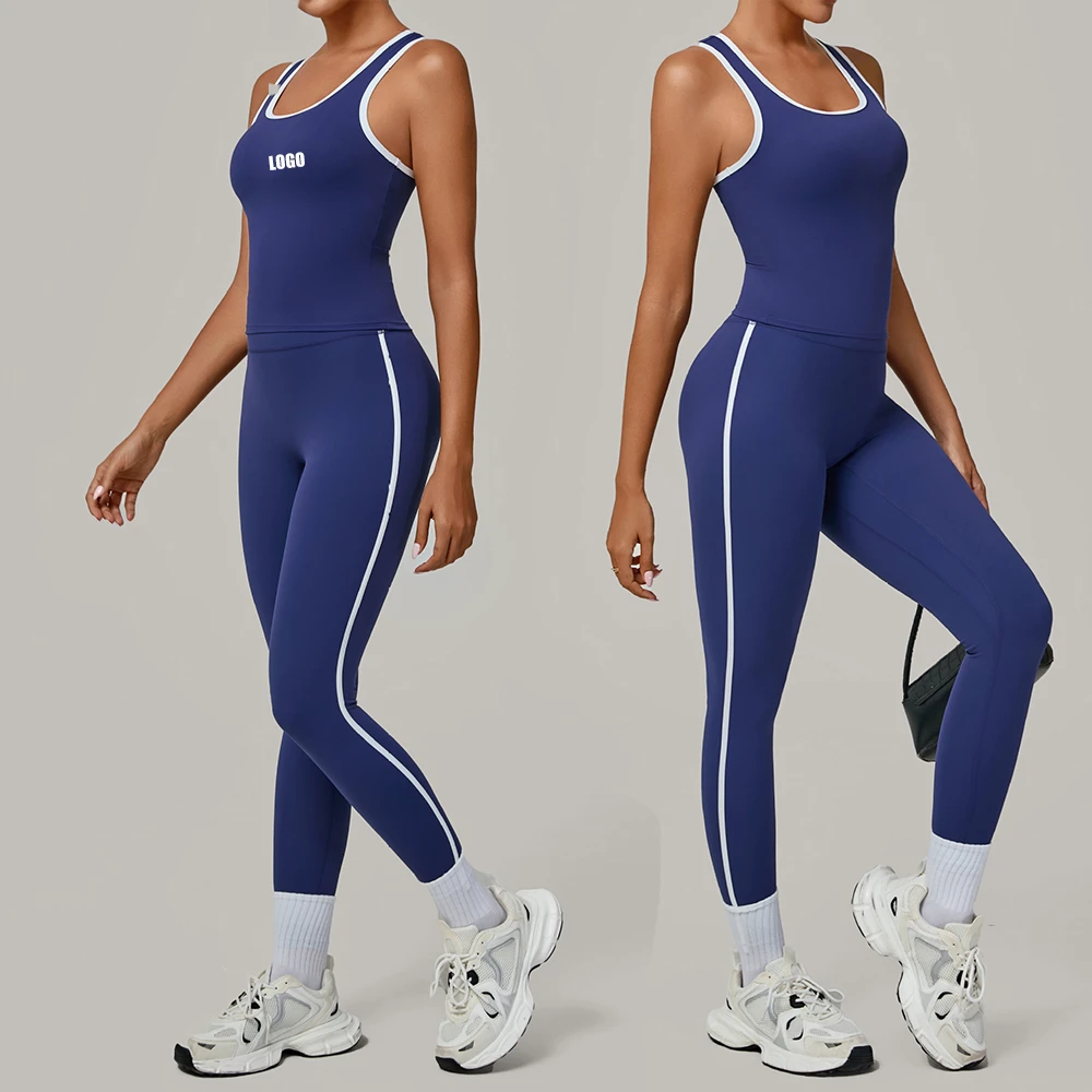 New High Quality Custom Athletic Yoga Workout Sets For Women High Waist Butt Lift Jogger Breathable Solid Sportswear