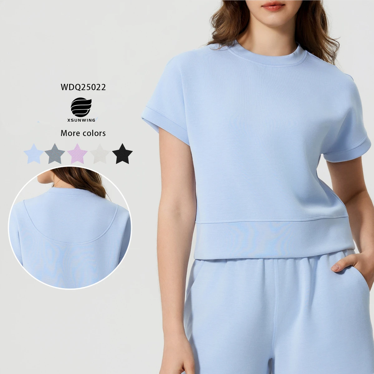 Xsunwing New Short Sleeve Yoga Tops Women Loose Breathable Outdoor Causal Running T-shirts Round Neck Girls T-shirts WD25022