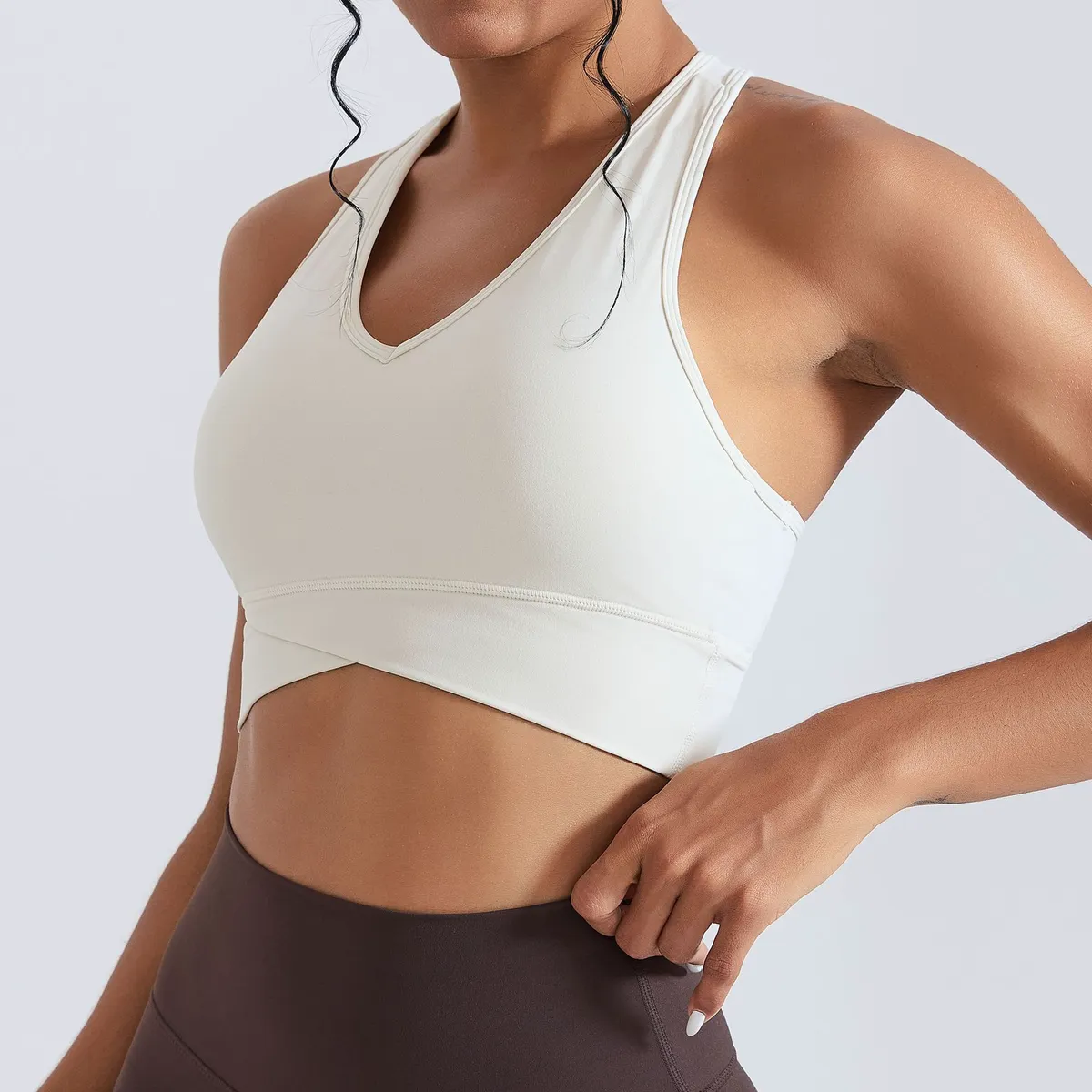 2026 Exercise Sports Bra V-shaped Back with High Elasticity Cross-shaped Lower Hem Sports Beauty Back Yoga Suit