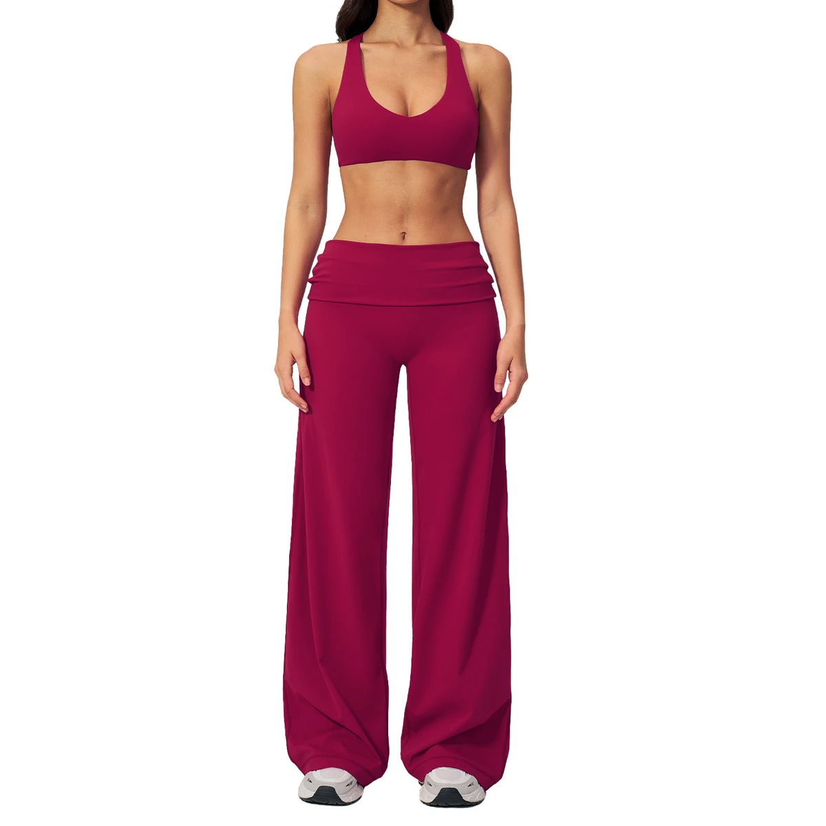 European American Summer Fashion Leisure Beauty Back Yoga 2-Piece Set Spandex/Nylon Cross-border All-match Quick-drying Fitness