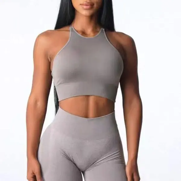 Cross Back Breathable Quick Dry Seamless Medium Support Plus Size Washed Front Sports Bra Thin Straps Yoga Running Gym Women