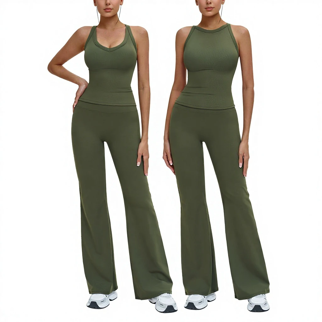 Customized Logo Best-Selling Yoga Set Hollowed-Out Beauty Back Shockproof Sports Set for Running Fitness Leisure Spandex/Nylon
