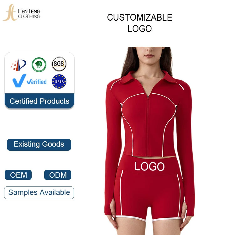 Under Lulu Custom Quick-drying Yoga Clothes Long-sleeved Sports Fashion Bodybuilding Slim-fit Top Zipper Breathable 2-Piece