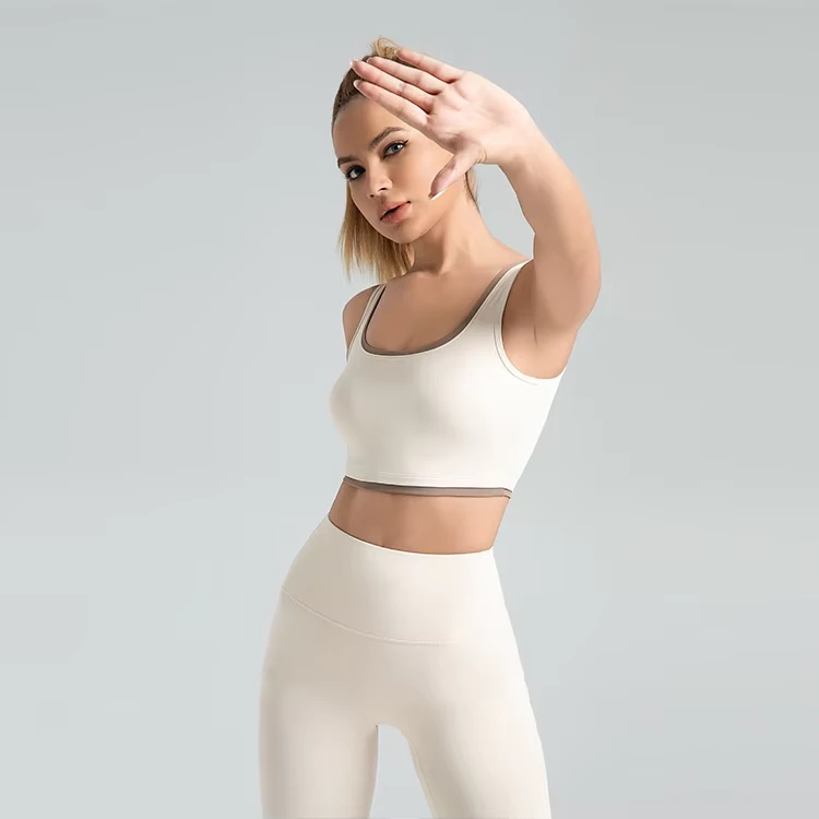 Women's Lightweight Breathable High Support Deep V-Neck Spandex/Polyester Gym Fitness Vest Yoga Sports Bra Four-Way Stretch