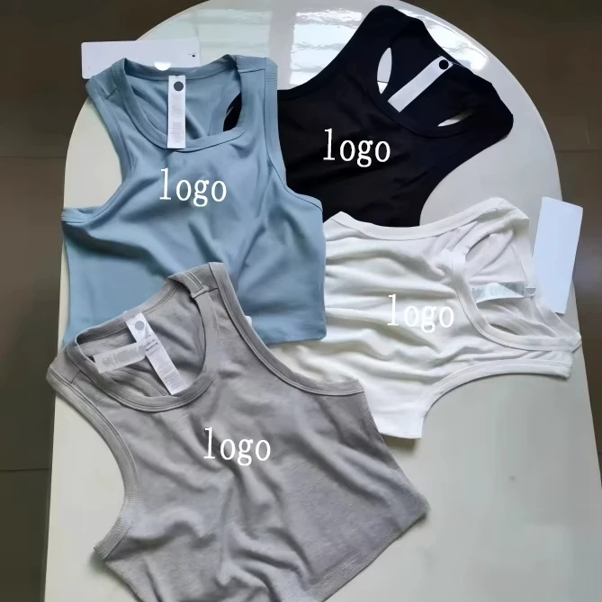 R10 Women's Threaded Round Neck Sports Tank Top Fitness Top Skin Friendly Breathable Sleeveless Yoga Dress Short