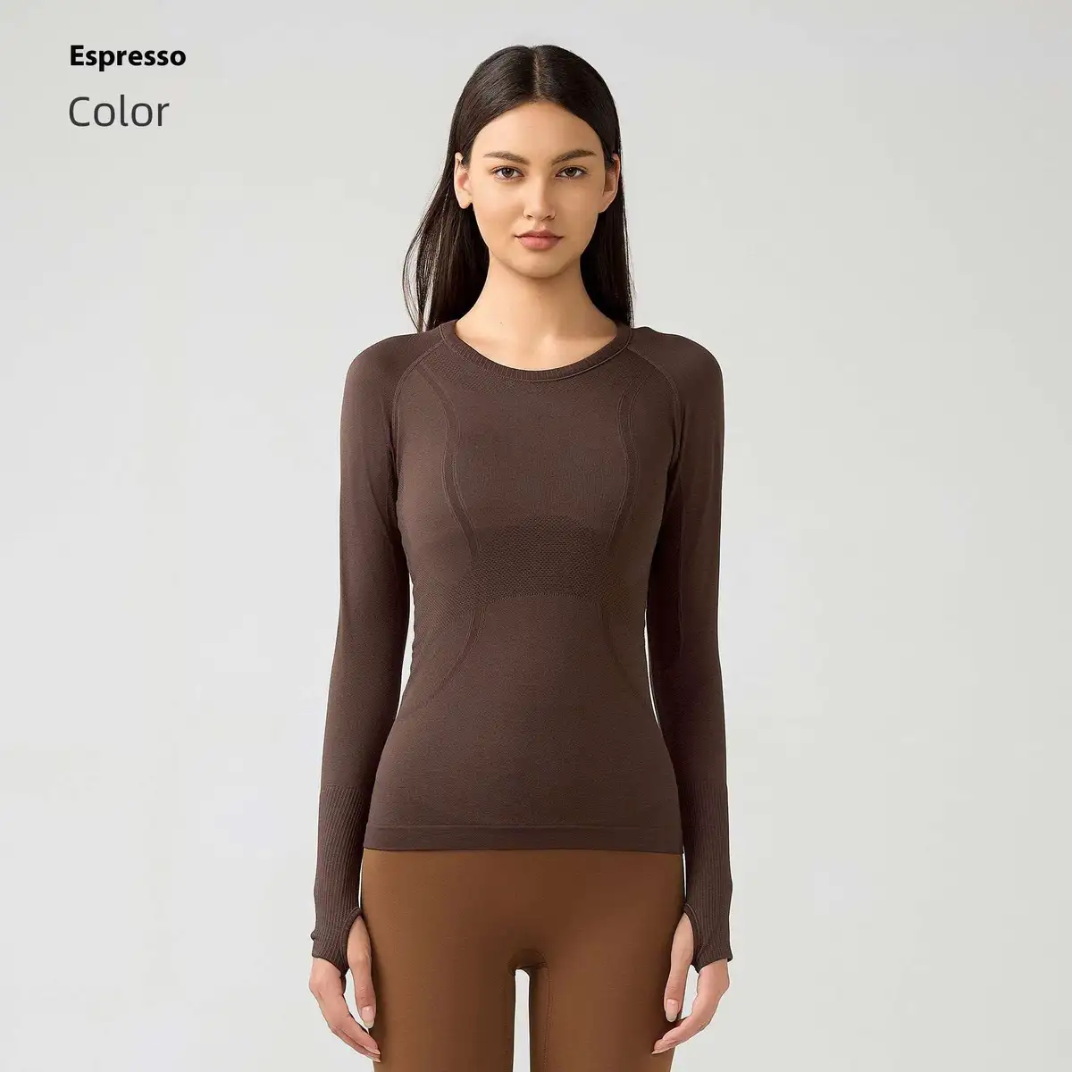Women's Long-Sleeved Sports Fitness Yoga Suit Cross-Border Quick-Drying Breathable Seamless Design