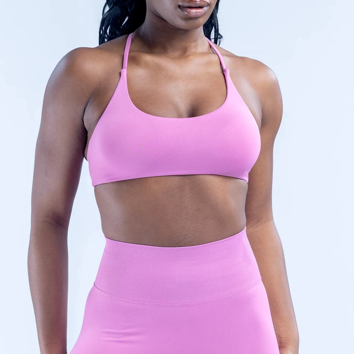 Sexy Cross Neck Back Seamless High Support Sports Bra Vest for Senior Women Running Training Fitness