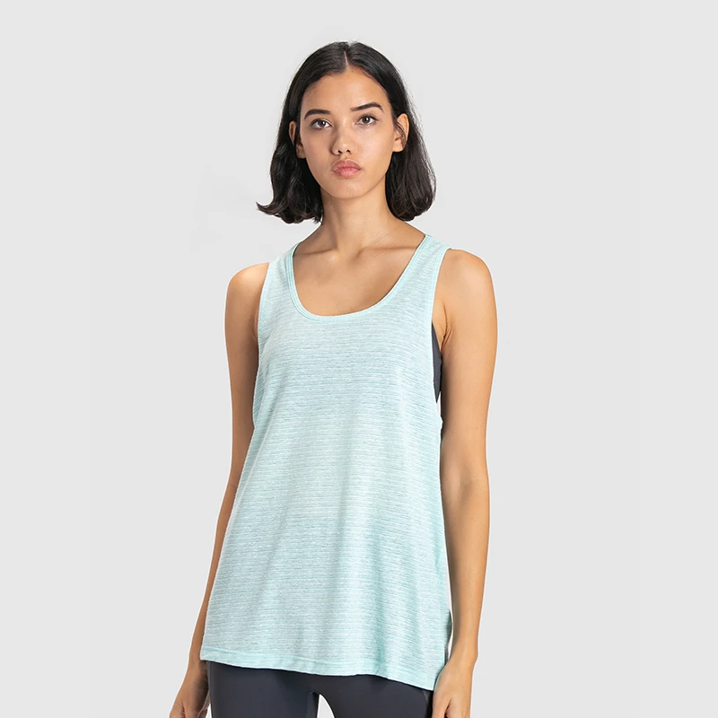High Elasticity Thick Fleece Fabric Moisture Wicking Plaid Pattern Custom Logo Quick-Dry Women's Yoga Tank Top