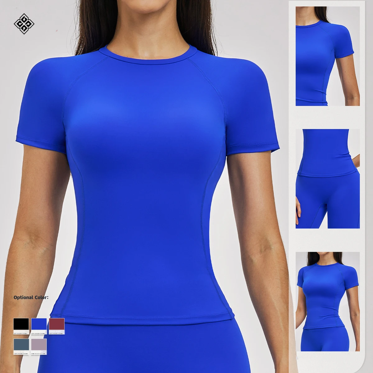Yoga Short-sleeved Round-neck Slimming and Waist-cinching T-shirt for Women Outdoor Sports Running Fitness and Yoga Wear