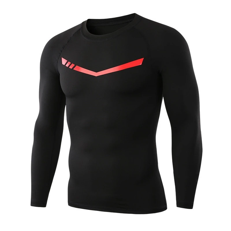Men's Autumn Quick-Drying Anti-Bacterial Fitness Active Compression Tops Sports Long-Sleeved High-Elastic Tight Skinny Fit Yoga