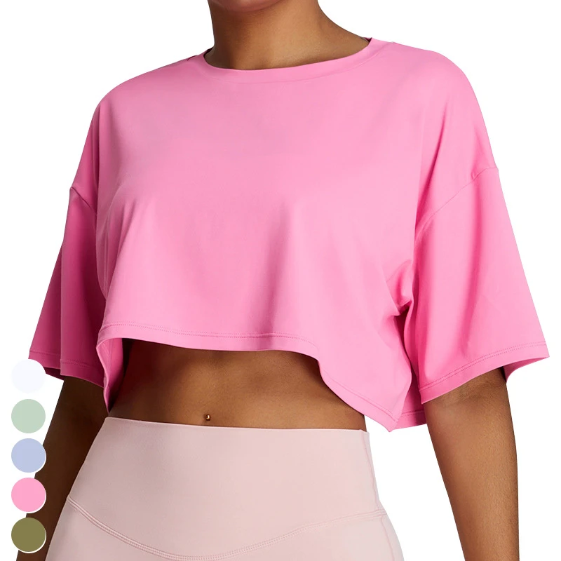 Womens Yoga Clothing Quick Dry Breathable Loose Casual Sports Shirts Short Sleeve Fitness Crop Tops Yoga T Shirt for Women