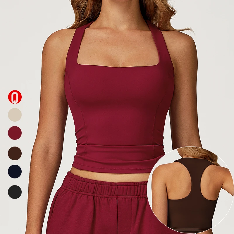 Women's Lightweight Breathable High Elasticity Slim Yoga Fitness Sports Vest Breathable Women's Gym Tops Sport Tank Top