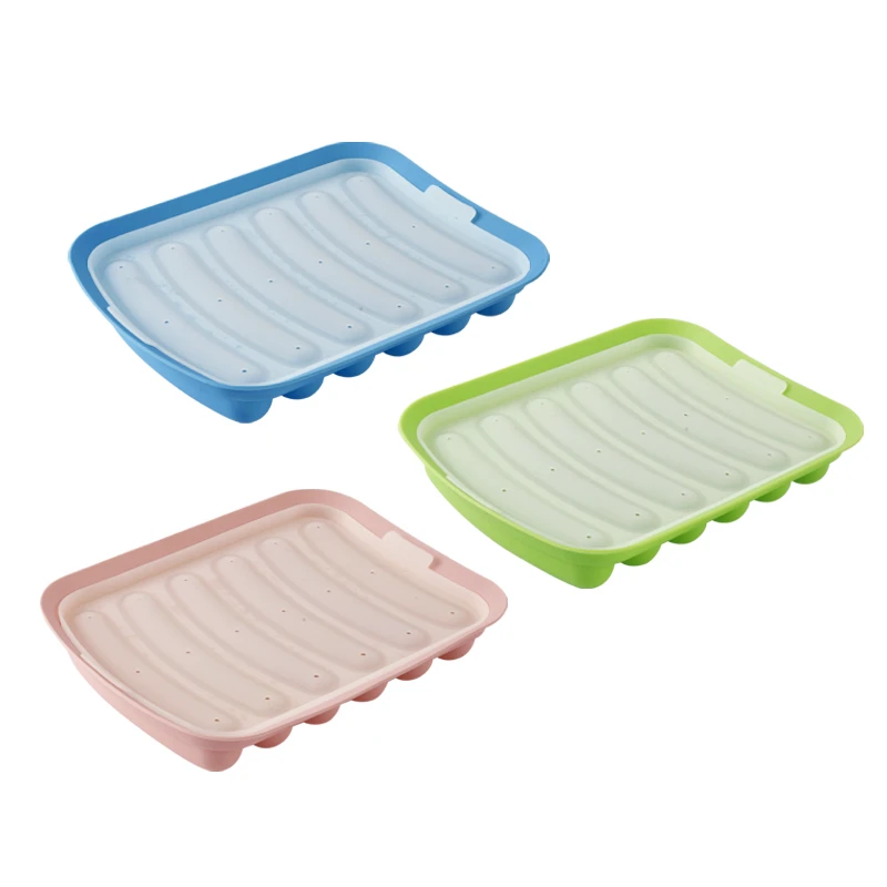 6 Cavity Silicone Sausage Mold Hamburger Hot Dog Ice Loaf Candy Jelly Chocolate Tray Mold DIY Handmade Baking Mold with Lid