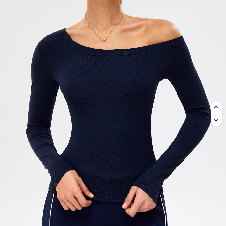 Off Shoulder Yoga Shirt | Naked Feel Tight Long Sleeve Fitness Top | Quick-Dry Breathable Workout Gym Wear for Women