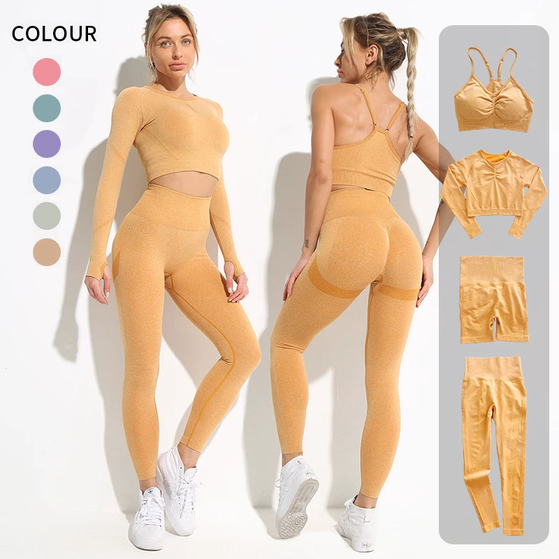 Premium Matching Plus Size Yoga Set 4 Pieces for Women High Waist Leggings & Jacket 4-Way Stretch Gym Workout Outfit
