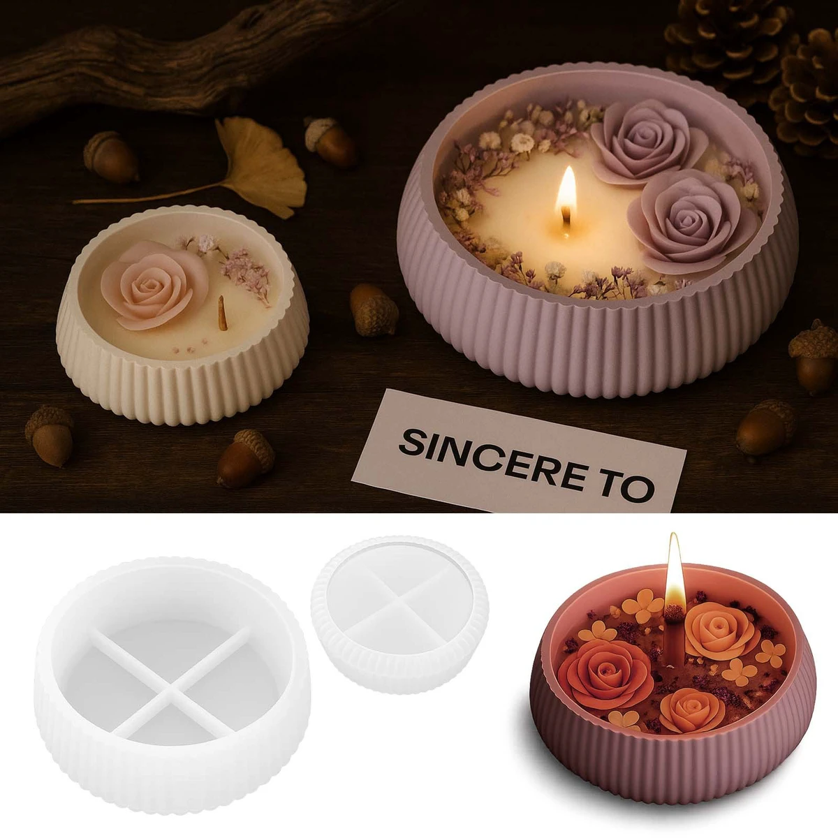 New Ideas Large Candle Holder Silicone Molds Candle Vessels Bowl Container Resin Concrete Mold Silicone Molds for Epoxy Resin