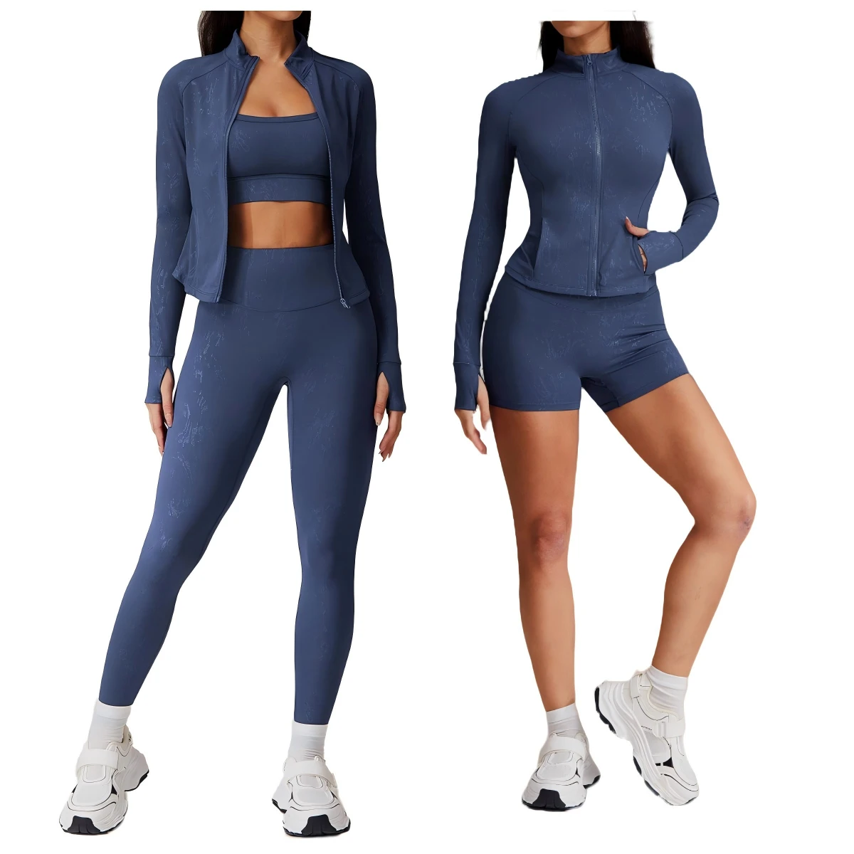 2pcs Yoga Set Zipper Quick Dry Long Sleeves Top With Leggings Gold Stamping Breathable Running Sports Jacket Fitness Yoga Suit
