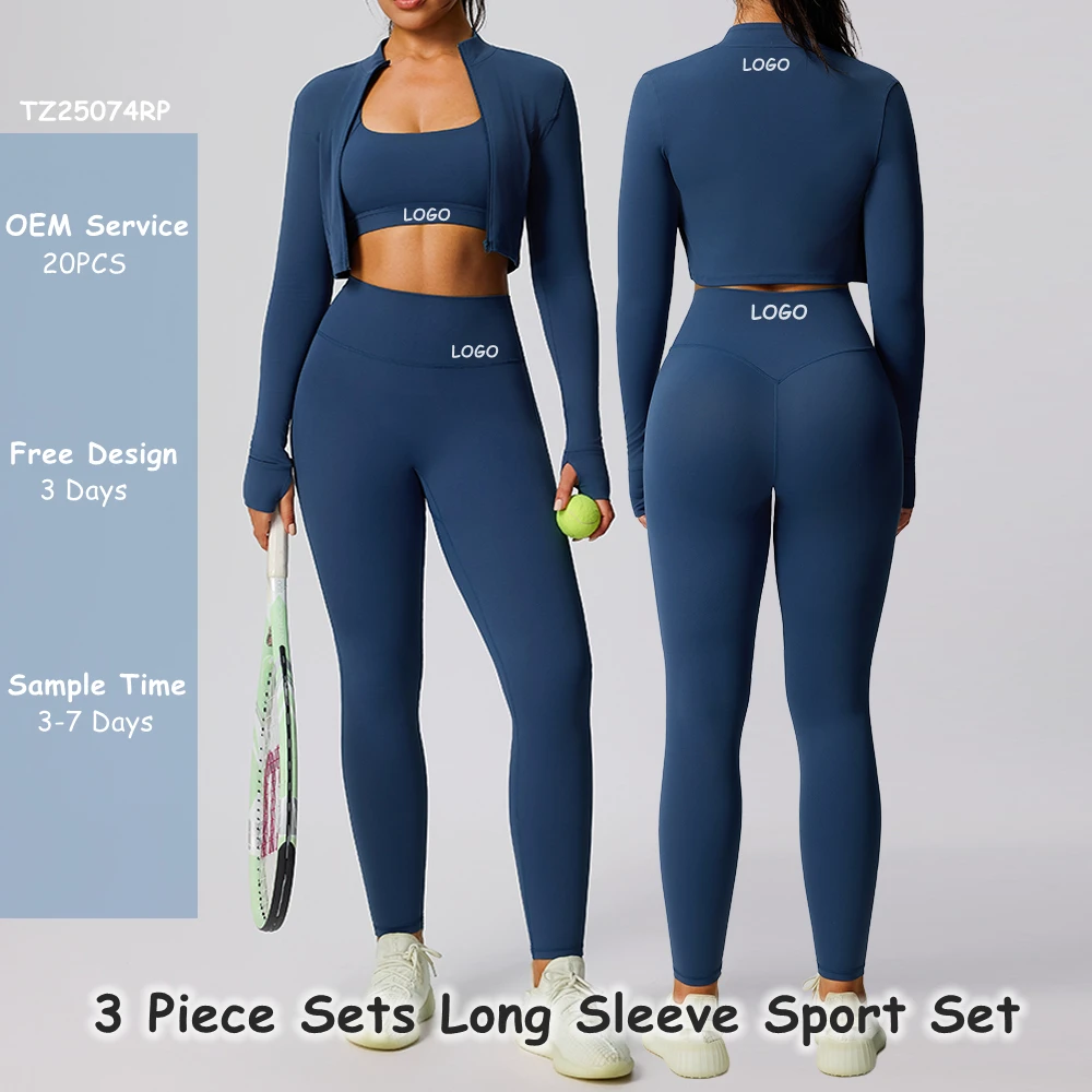 YNSEA OEM Custom Wholesale Sportswear Active Wear Women Yoga Set Gym Wear Women Workout Sets Leggings Sport Bra Jacket TZ25074RP