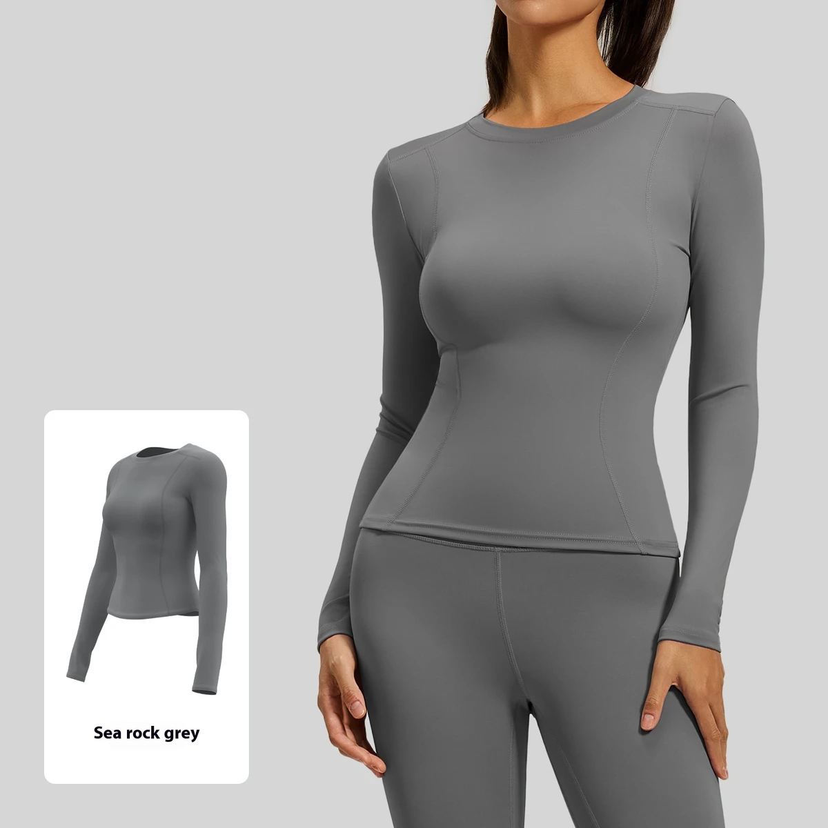 Logo Women Slim-Fit Long-Sleeve Yoga Top Crew Neck Fitness Sports T-Shirt Plus Size Running Clothing