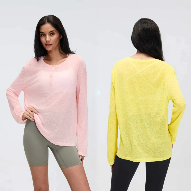 Women Long Sleeve Yoga Shirt Loose Breathable Workout Cover up Lightweight Fitness Top Casual Running Sports T Shirt for Gym