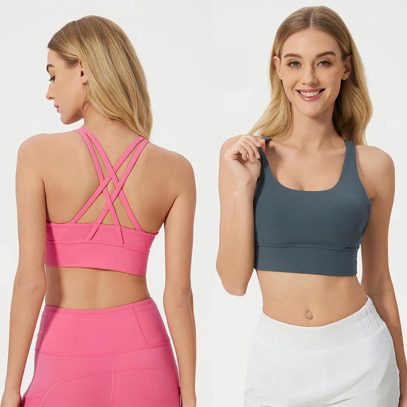 Naked Shaping Cross Back Yoga Bra Lightweight Breathable High Support Shockproof Running Fitness Sports Underwear Plus Size