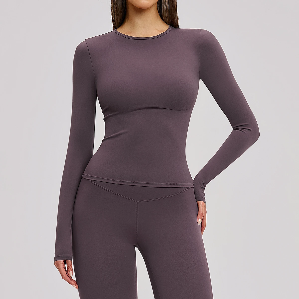 Winter Brushed Long-sleeved Yoga Wear, High-intensity Fitness Wear, Pilates Running Sports Long-sleeved Top 8519