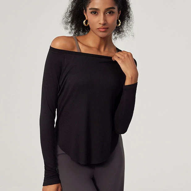 OEM Soft Feeling Women's Loose Yoga Gym Fitness Long Sleeve Yoga Top Modal Loose Fit Women Long Sleeve