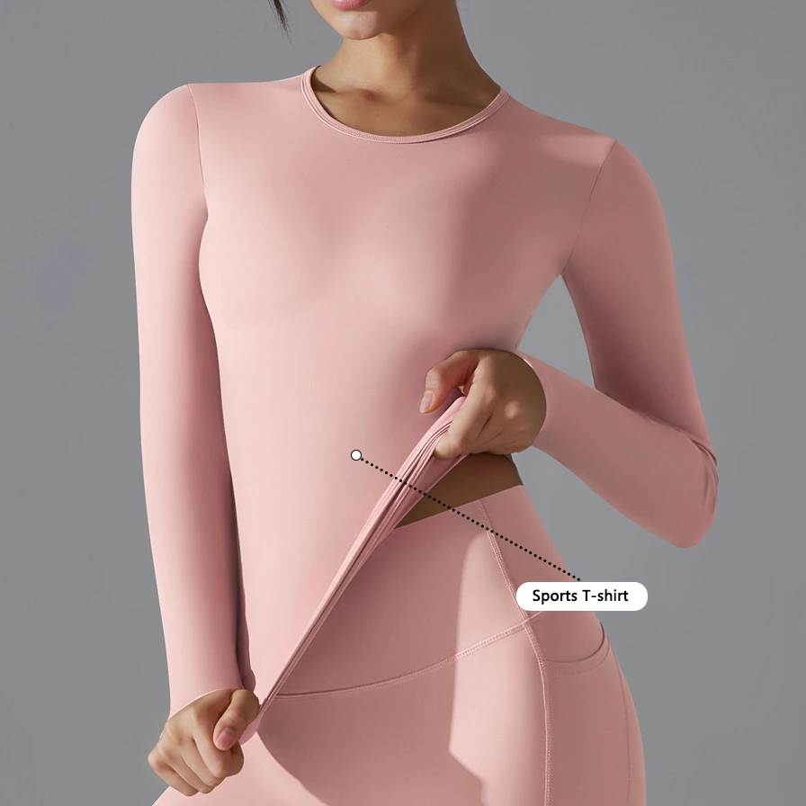 8 Colors Available Gym Fitness High Compression Workout Active Clothing for Women Long Sleeved Yoga Top