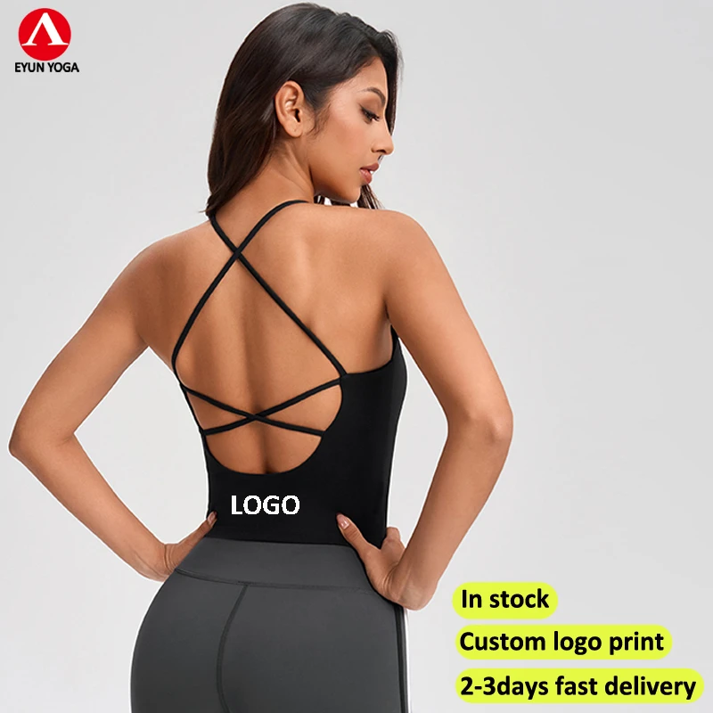 Women Spandex Yoga Crisscross Tank Top V Neck Sports Bra Compression for Roupa Fitness Feminina Checkered Ropa Deportiva Mujer