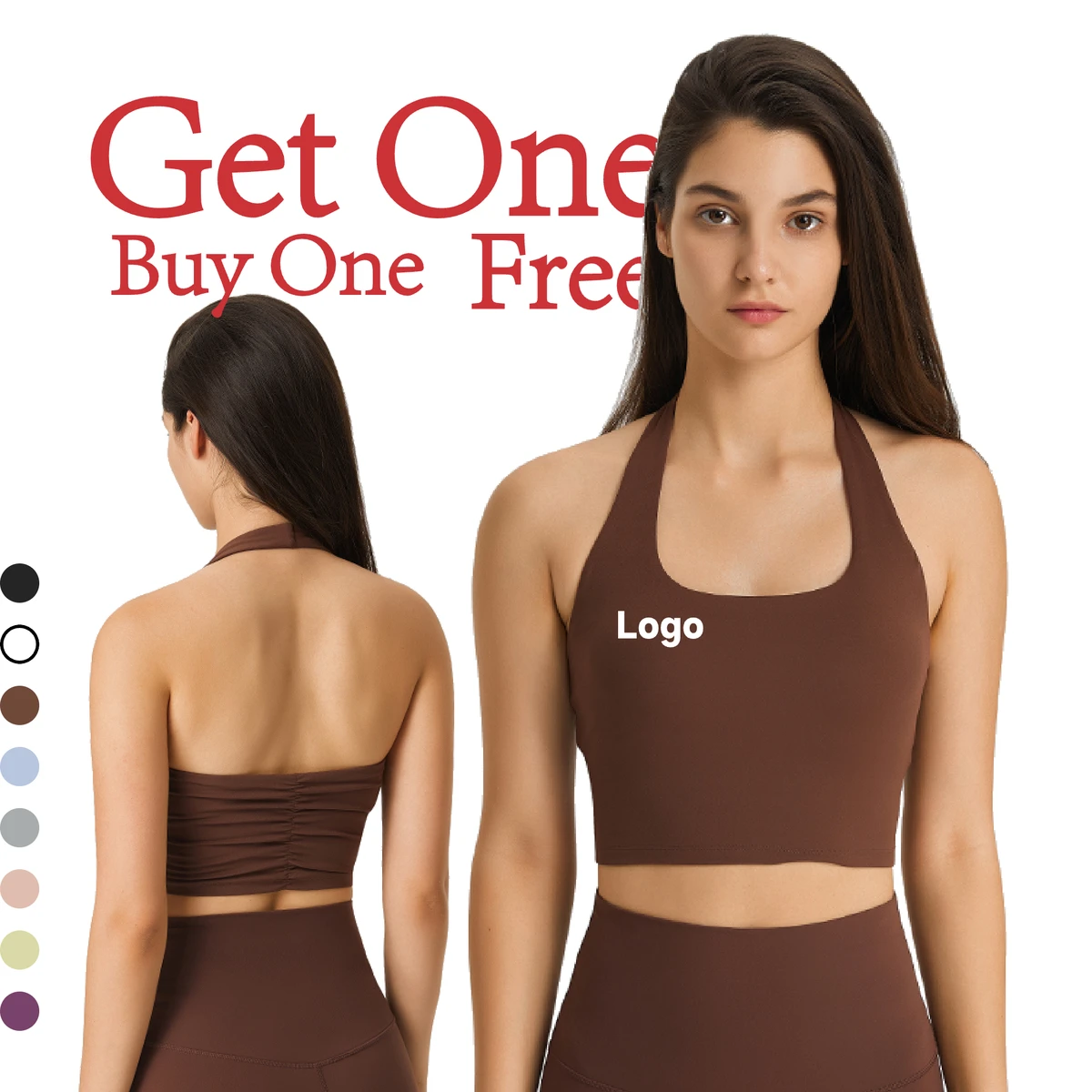OEM ODM Customized Logo Women's Lightweight High Support Yoga Active Pleated Sports Bra Sexy Strapless Tube Top Breathable DT146