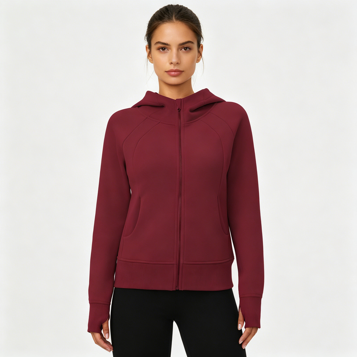 New Autumn And Winter Slim-Fit Fleece Lined Sweatshirt Jacket Women's Sports Fitness Yoga Top
