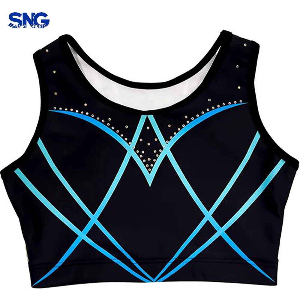 SNG Custom Sportswear for Girls Breathable Comfortable Cheerleading Athletic Bra With Rhinestones New Design for Children