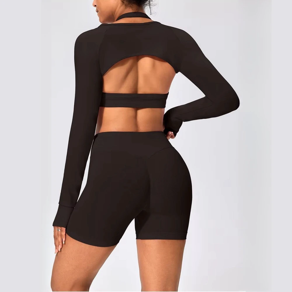 Women Long Sleeve Yoga Crop Top Exercise Yoga Fitness Shrug Long Sleeve Tops Long Sleeve Shawl Cropped Shirts Sports