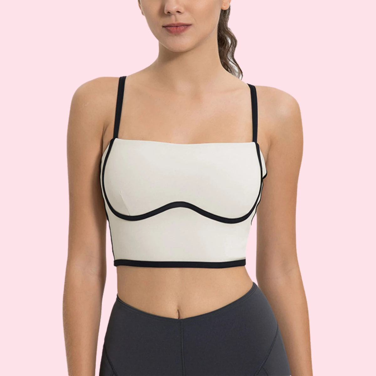 Adjustable U Neck Strappy Backless Fitness Yoga Bra Removable Chest Pad Breathable Hollow Beauty Back Sports Bra for Sports