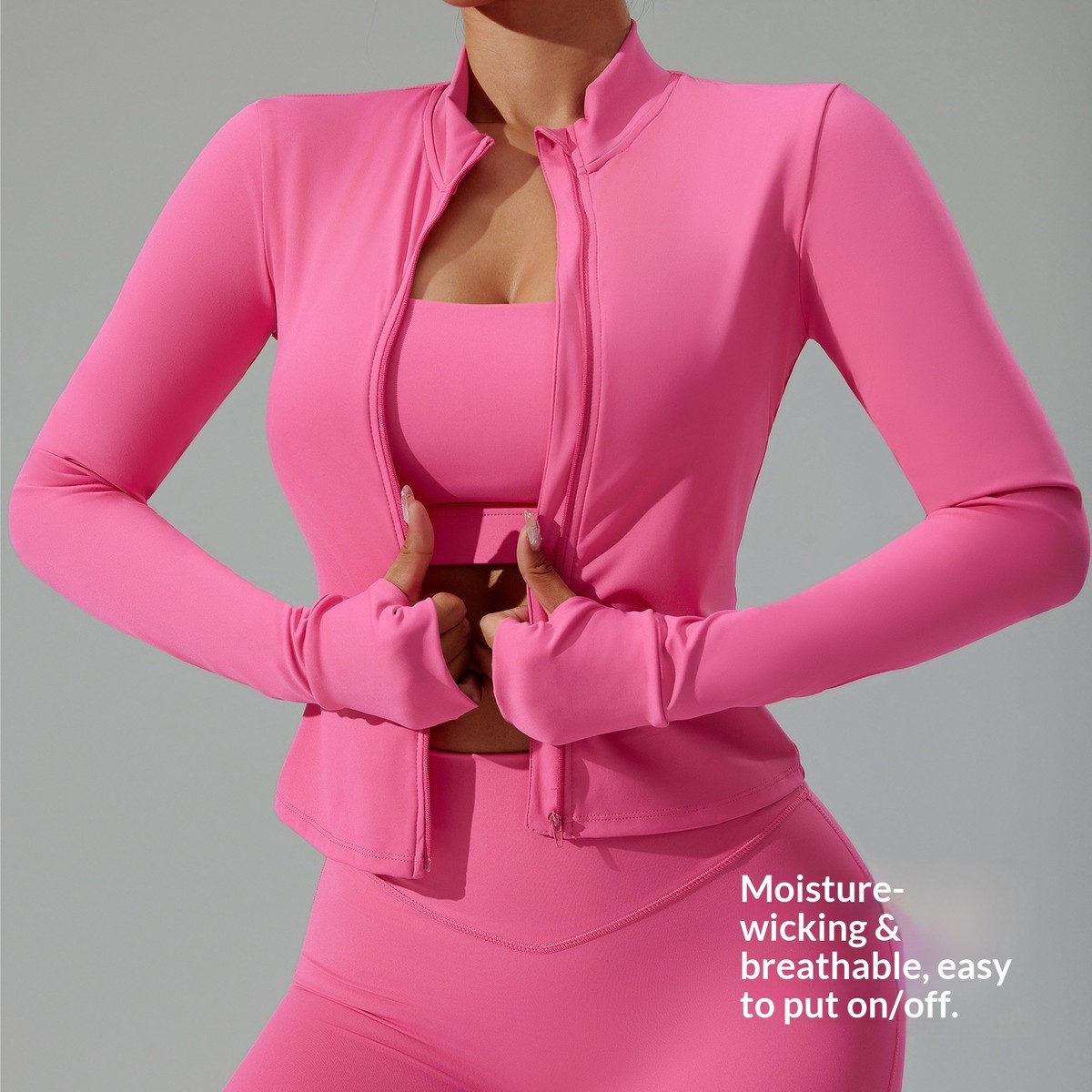Lulu Zippered Tight-Fitting Long-Sleeve Yoga Jacket for Women Spandex/Nylon Material Breathable Running Fitness Sports Top