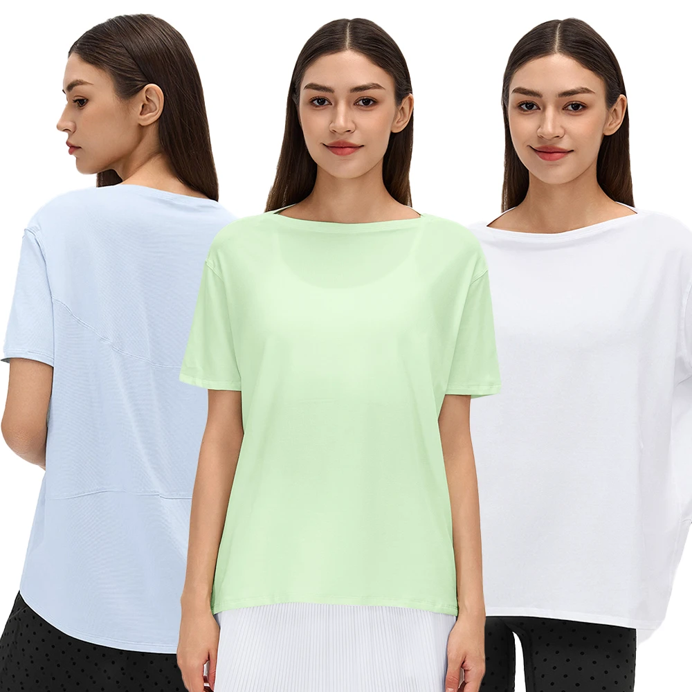 Summer Yoga Clothing Breathable for Short-sleeved Women's Loose Casual Top Outdoor Running Fitness Sports T-shirt