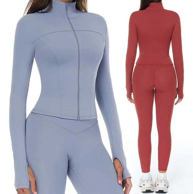 Gym Fitness Wear High Elastic Tight Clothes Jogging Slim Zipper Jacket Comfortable Essentials Yoga Long Sleeve Tops