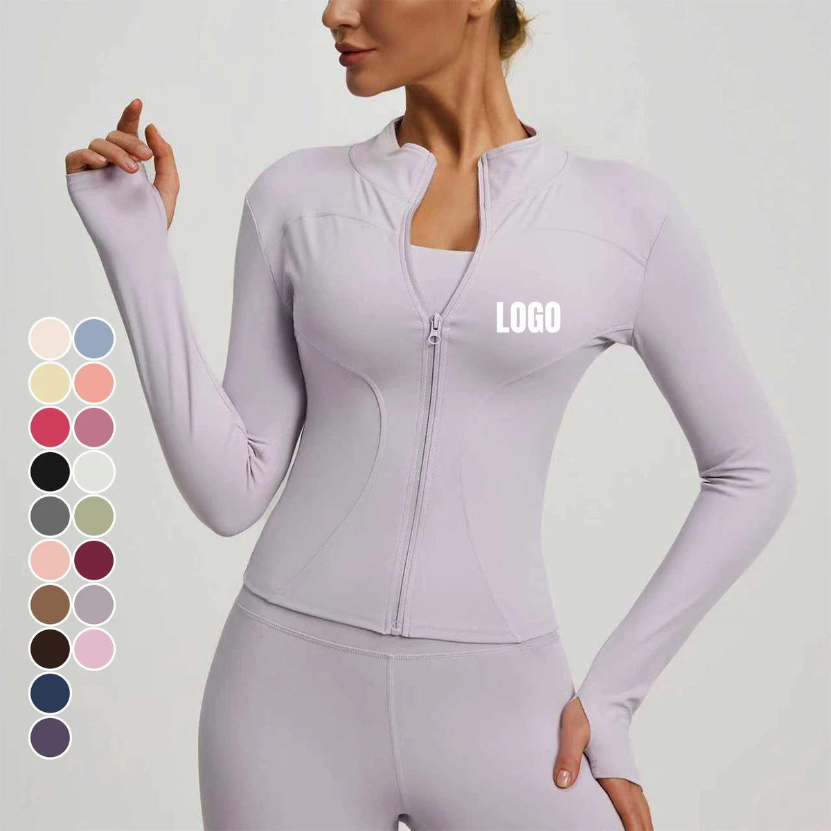 Wholesale High Quality Quick Drying Yoga Jacket Windproof Breathable Comfortable Stand-up Collar Full Zipper Sports Fitness Top