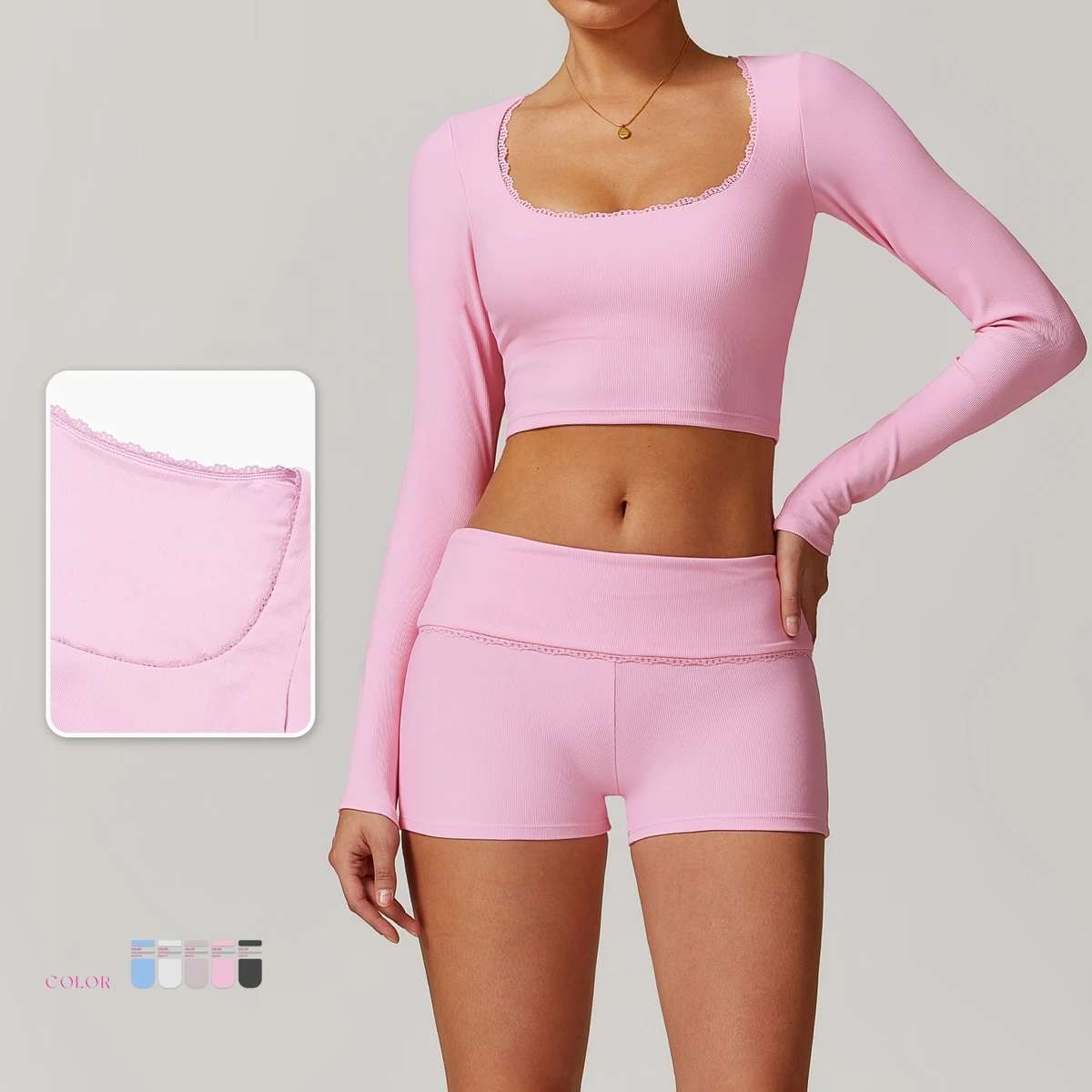 Women's Lightweight Tight Yoga Top Long Sleeved Speed Drying Fitness Sports T-Shirt Breathable Threaded Fitness Sports Yoga Top