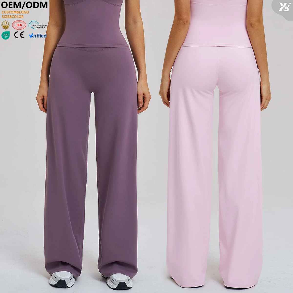 XW-ECK5544-2 Women Sporty Criss Cross Waist Yoga Pants Draped Wide Leg Quick-Drying Breathable Butt Lifting Gym Running Trousers
