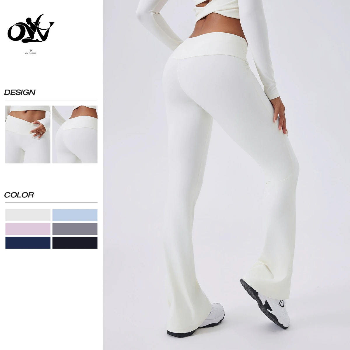 New Design Low-waist Yoga Pants for Women Brushed Fabric and Cross-waist Design Flare Yoga Pants Tight Fitness Sport Leggings