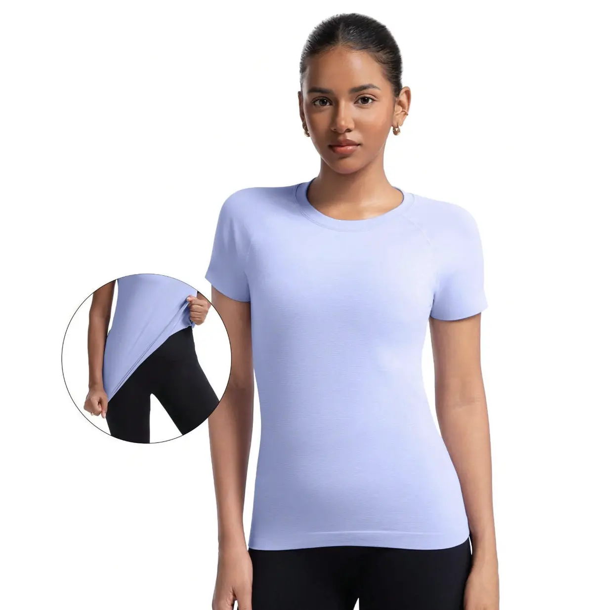 Women's Lightweight Gym Athletic Tops Breathable Short Sleeve Workout Shirts Four-Way Stretch Seamless Yoga for Sports Fitness