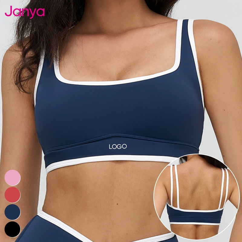 Janya Wholesale Comfortable Contrasting Colors Sportswear Automated Cutting Yoga Bra Shock-Proof Sports Bra for Women Fitness